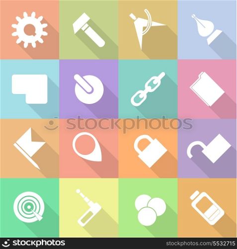 Set flat technology icons with shadow