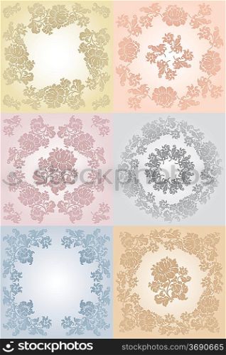 Set floral background gray, blue, yellow,