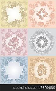 Set floral background gray, blue, yellow,