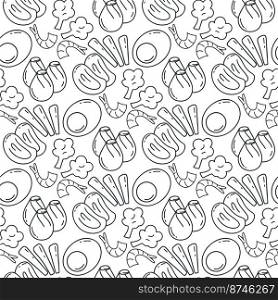 Set food seamless pattern. Doodle Asian food background. Culinary ink print for textile, paper, packaging and product design vector illustration. Set food seamless pattern. Doodle Asian