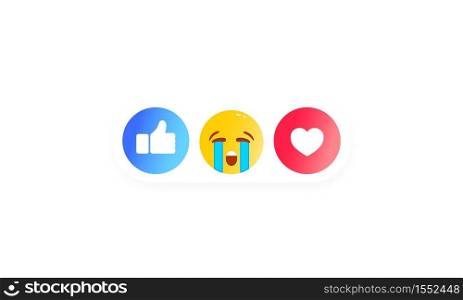 Set for social chat reactions. Like heart, smiley, thumb up icon like. Social media icons. Vector on isolated white background. EPS 10.. Set for social chat reactions. Like heart, smiley, thumb up icon like. Social media icons. Vector on isolated white background. EPS 10
