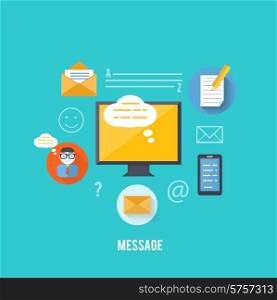 Set for web and mobile applications of office work. Concept of message and email technology