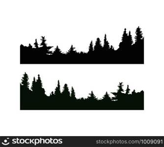 set forest silhouette in flat on white background. forest silhouette in flat on white background