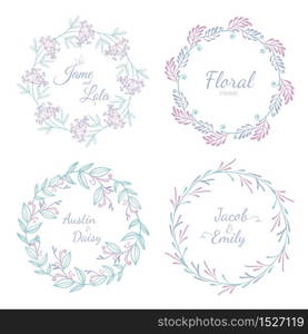 Set frame floral frame invitation, Wreath, Premium Vector.