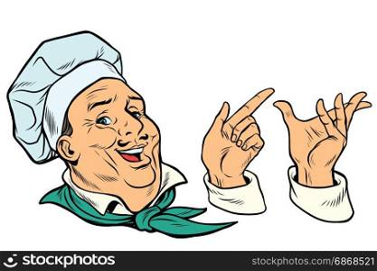 set French or Italian cook and hand gestures. Pop art retro comic book vector illustration. set French or Italian cook and hand gestures