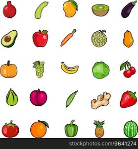 Set fresh colorful fruit vegetables Royalty Free Vector