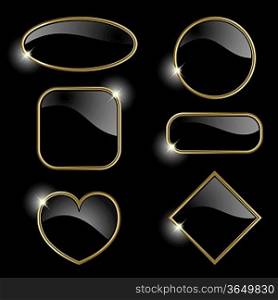 Set from gold frames on the black background This file contains transparency.EPS10