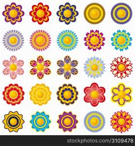 Set from twenty five flowers various colors for decorating