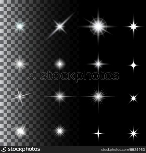 Set glow light effect stars bursts vector image
