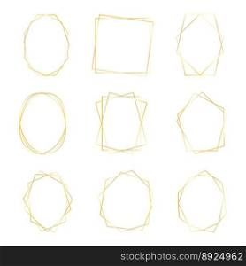 Set gold geometric luxury frames border vector image