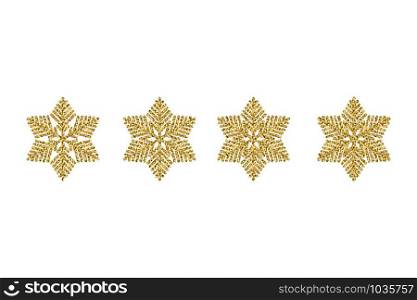 Set Gold glitter texture snowflake isolated on white background. Object for new year and merry christmas festival.poster,brochure.card. Vector illustration.. Set Gold glitter texture snowflake isolated on white background. Object for new year and merry christmas festival.poster,brochure.card. Vector illustration