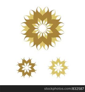 set Gold Petal Ornamental Flower Logo Template Illustration Design. Vector EPS 10.