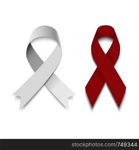 Set gray and red Ribbon with shadow. Eps10. Set gray and red Ribbon with shadow