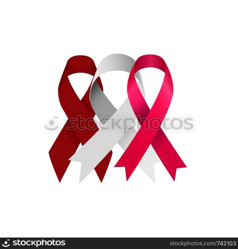 Set gray red and pinck Ribbon with shadow. Eps10. Set gray red and pinck Ribbon with shadow