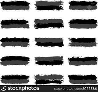 Set Grayscale Brushstroke Paint. Use it in all your designs. Set of fifteen brushstroke grayscale paint created in sketch drawing handmade technique. Quick and easy recolorable vector illustration graphic element