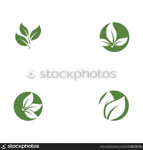 Set Green garden green leaf Logo Template vector symbol nature