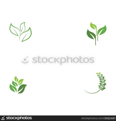 Set Green garden green leaf Logo Template vector symbol nature