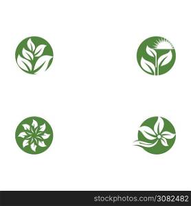 Set Green garden green leaf Logo Template vector symbol nature