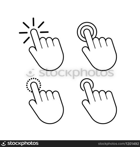 Set Hand cursor icon click. Vector stock illustration. Set Hand cursor icon click. Vector stock illustration.