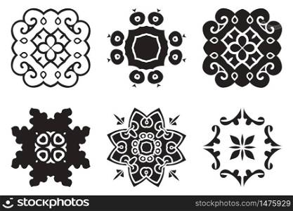Set hand drawing decorative mandala elements. Logo template. Vector arabic ornamental symbols. Set hand drawing decorative mandala elements