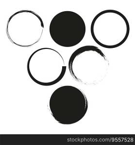 Set hand drawn circle. Scribble doodle circle. Drawning circle. Brush circle. Vector illustration. EPS 10. Stock image.