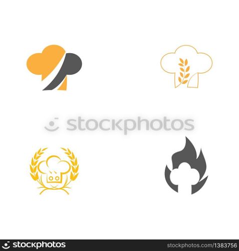 Set hat chef logo template vector illustration