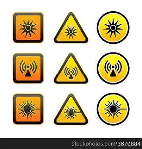 Set hazard warning symbols