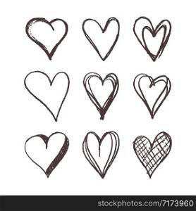 Set Heart Shape Hand Drawn Icon Vector Logo Template Illustration Design EPS 10.