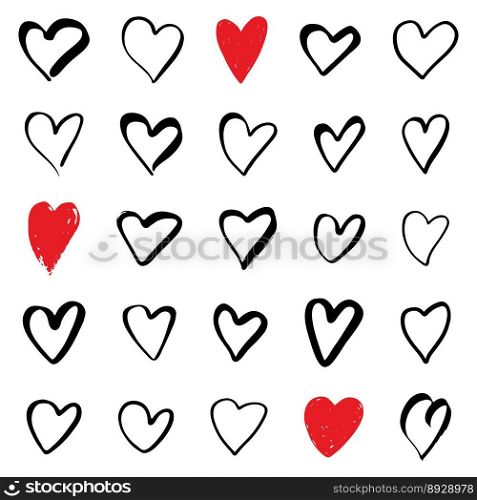Set hearts vector image