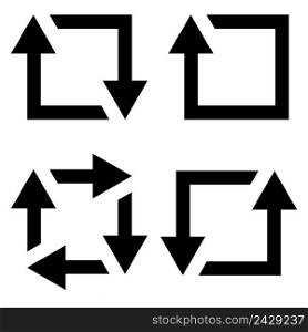 set icon repost recycling, vector contours of a square with an arrow sign symbol repost resend, recycling