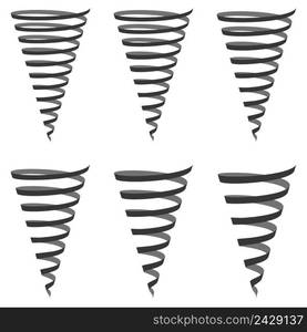 Set icon sign tornado, hurricane, swirl, vector festive ribbon Twister tornado