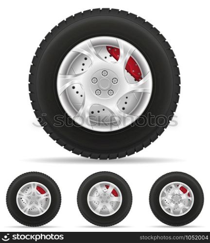 set icons car wheel tire from the disk vector illustration isolated on white background