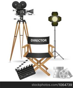 set icons cinematography cinema and movie vector illustration isolated on white background