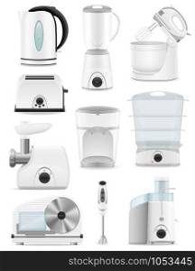set icons electrical appliances for the kitchen vector illustration isolated on white background