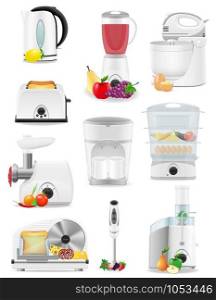 set icons electrical appliances for the kitchen vector illustration isolated on white background