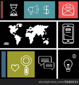 Set icons for business, internet and communication.