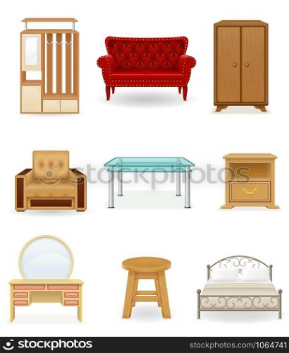 set icons furniture vector illustration isolated on white background