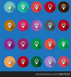 set icons in a flat design. Map points. map navigation icons