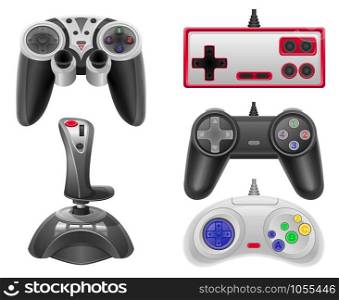set icons joysticks for gaming consoles vector illustration EPS 10 isolated on white background