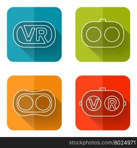 Set icons of virtual reality. Set of web icons or flat design elements. Headset vector illustration. Used transparency layers for elements of layout