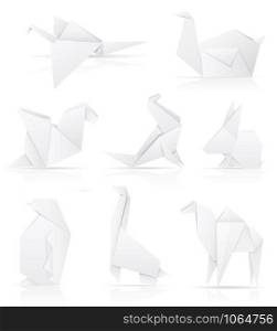set icons origami paper animals vector illustration isolated on white background