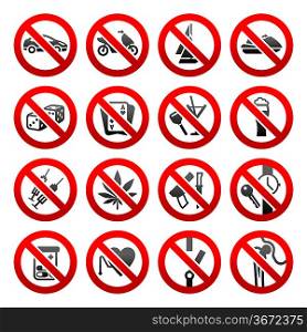 Set icons Prohibited symbols