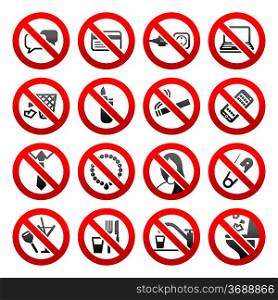 Set icons Prohibited symbols Office black signs