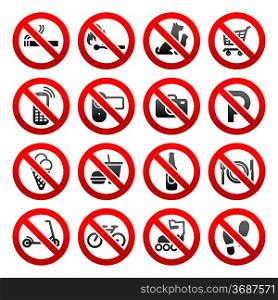 Set icons Prohibited symbols Shop signs
