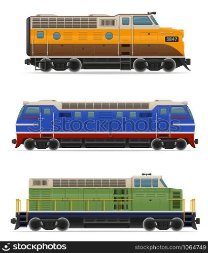 set icons railway locomotive train vector illustration isolated on white background