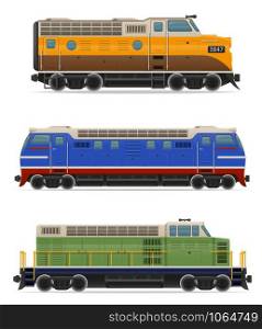 set icons railway locomotive train vector illustration isolated on white background