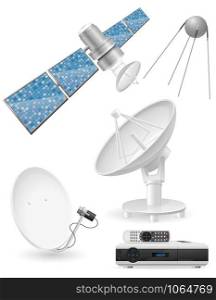 set icons satellite broadcasting vector illustration isolated on white background