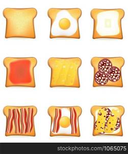set icons toast vector illustration isolated on white background