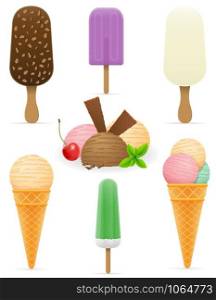 set icons various ice cream vector illustration isolated on white background