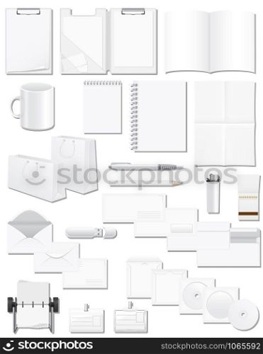 set icons white blank samples for corporate identity design vector illustration on background